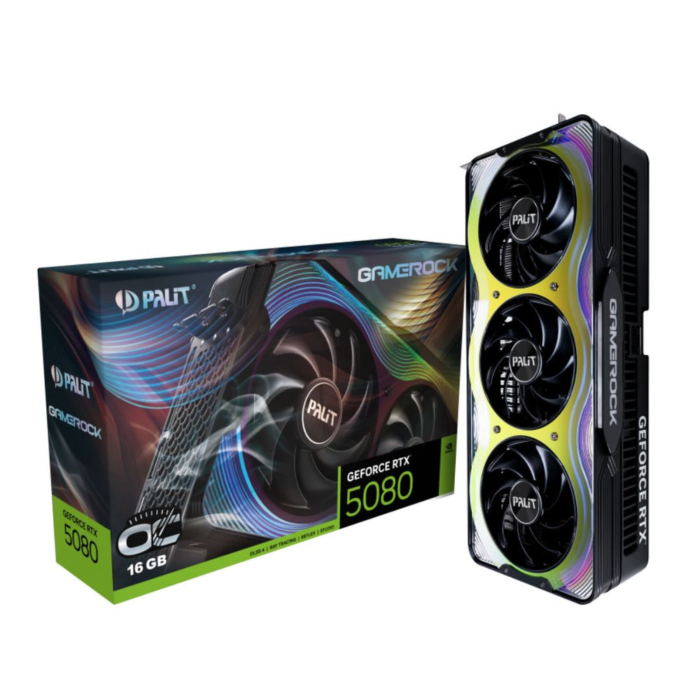 PALIT GEFORCE RTX 5080 GAMEROCK OC 16GB GDDR7 DLSS 4 GRAPHICS CARD | NE75080T19T2-GB2030G