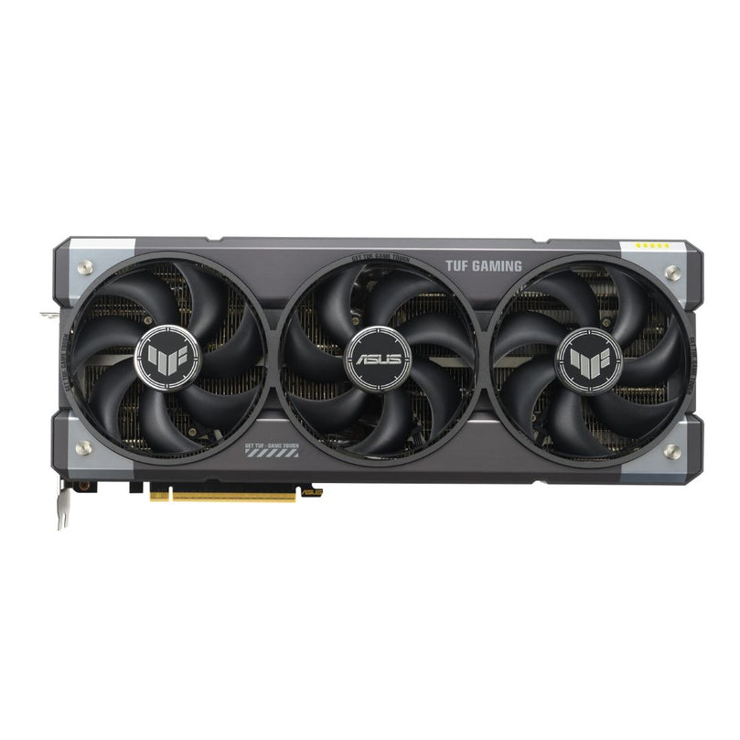ASUS TUF GeForce RTX 5080 OC Edition Front View
ASUS TUF RTX 5080 OC 16GB GDDR7 Backplate
Triple-Fan Cooling Design of ASUS RTX 5080
Ports and Connectivity of ASUS TUF RTX 5080
RGB Lighting of ASUS RTX 5080 OC Edition
