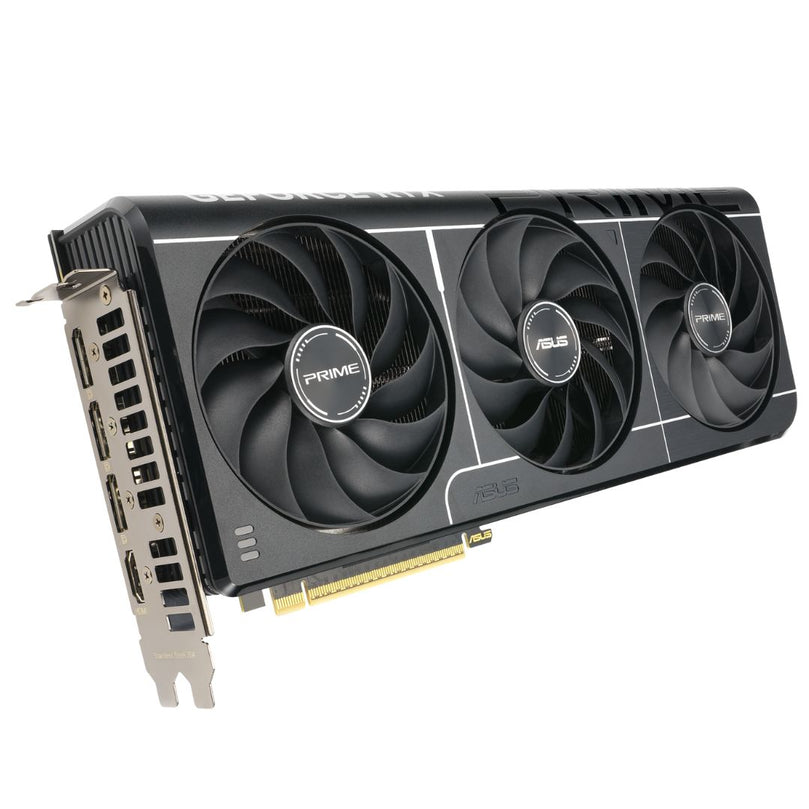 ASUS PRIME RTX 5070 front view
RTX 5070 dual-fan cooling design
ASUS PRIME RTX 5070 backplate view
HDMI and DisplayPort connectivity of RTX 5070
Subtle RGB accents on ASUS PRIME RTX 5070
