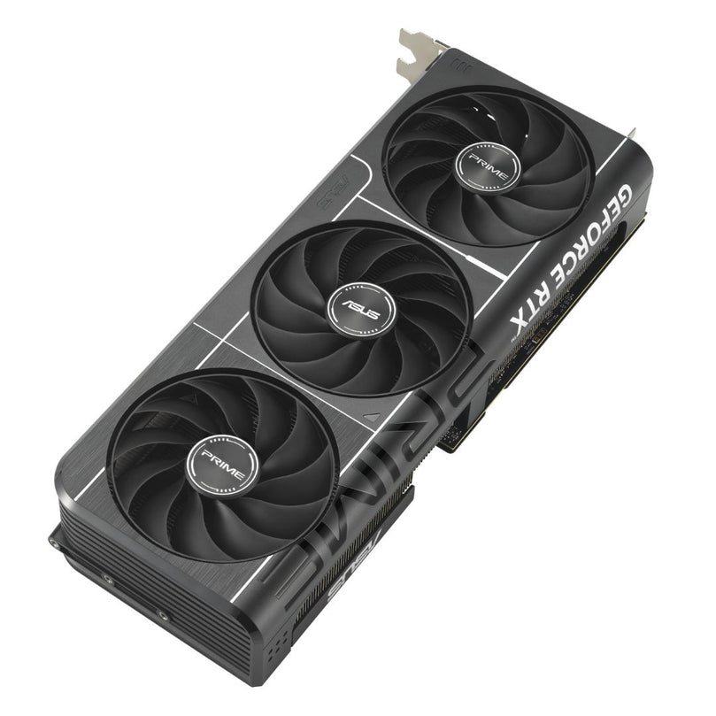 ASUS PRIME RTX 5070 OC front view
ASUS RTX 5070 OC Edition dual-fan cooling design
Backplate and ports of ASUS PRIME RTX 5070 OC
ASUS PRIME RTX 5070 OC RGB lighting view
PCIe 5.0 connector close-up on ASUS RTX 5070 OC