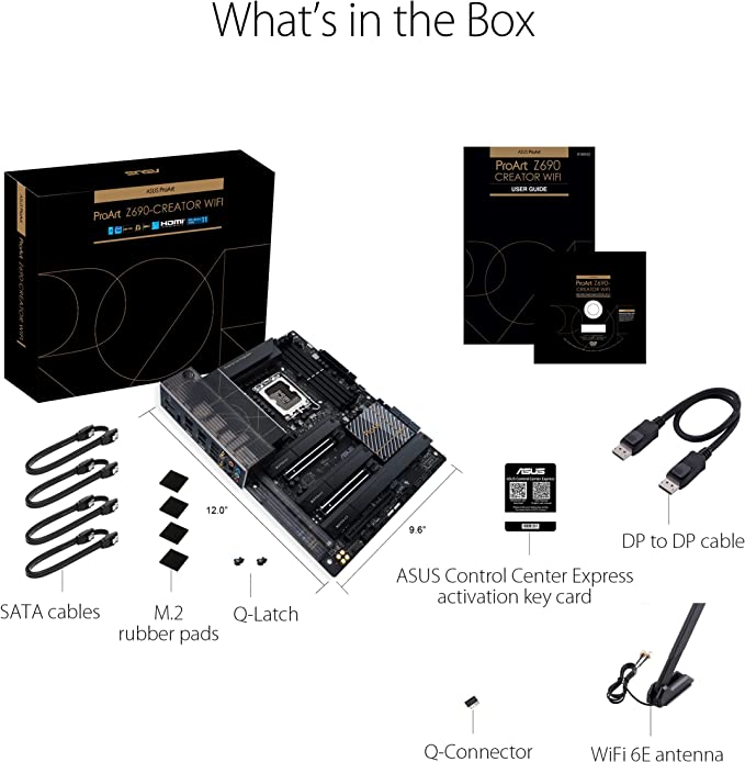 ASUS ProArt Z690-Creator WiFi 6E LGA 1700 (Intel 12th Generation) ATX Content Creator Motherboard (PCIe 5.0, DDR5, 2X Thunderbolt 4, 10G & 2.5G LAN, 4xM.2, Front Panel USB 3.2