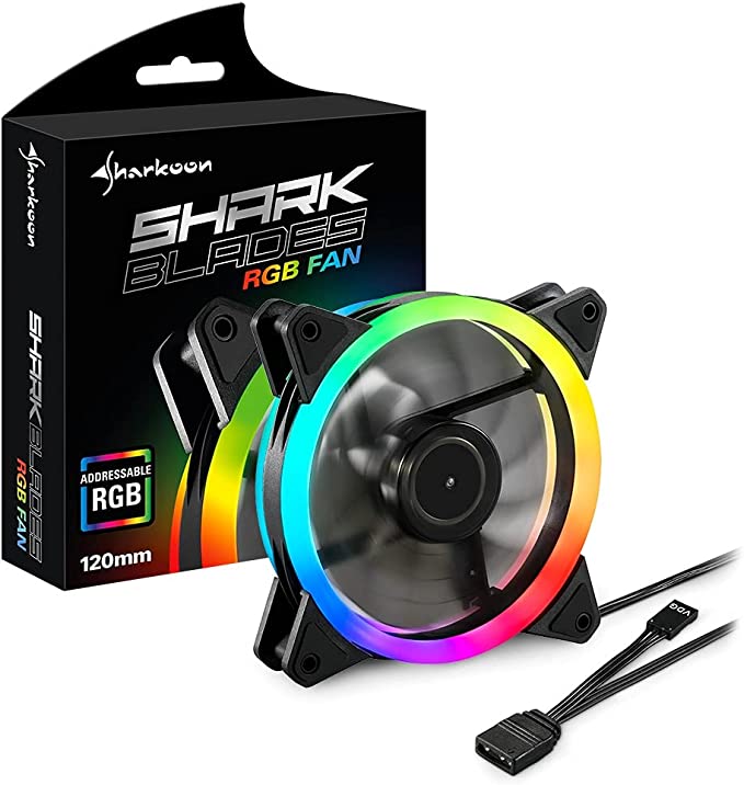 Sharkoon SSB RGB Shark Blades RGB Gaming Fan With Digitally Addressable LEDs - Black