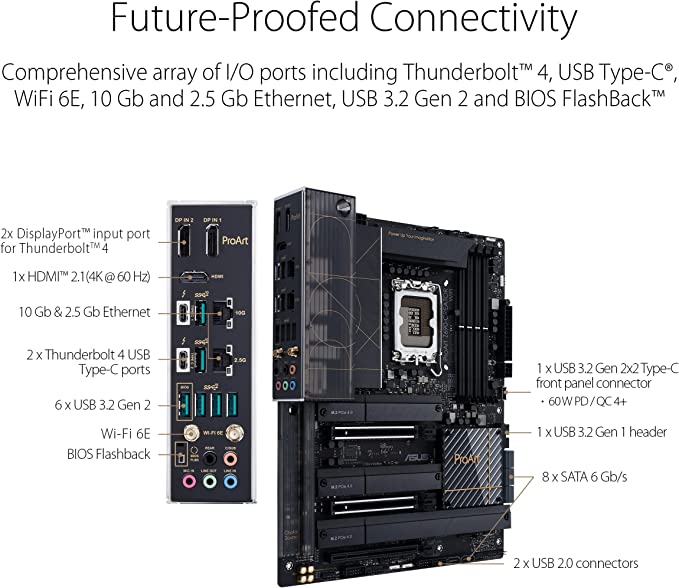 ASUS ProArt Z690-Creator WiFi 6E LGA 1700 (Intel 12th Generation) ATX Content Creator Motherboard (PCIe 5.0, DDR5, 2X Thunderbolt 4, 10G & 2.5G LAN, 4xM.2, Front Panel USB 3.2
