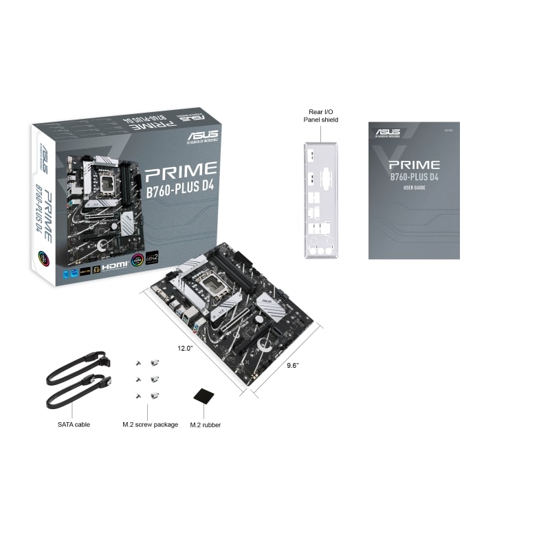 ASUS Prime B760-PLUS D4, LGA 1700, Intel B760 Chipset, 4xDDR4 Slot, Max 128GB, PCle 5.0, 2.5Gb Ethernet, Aura Sync | 90MB1CW0-M0EAY0