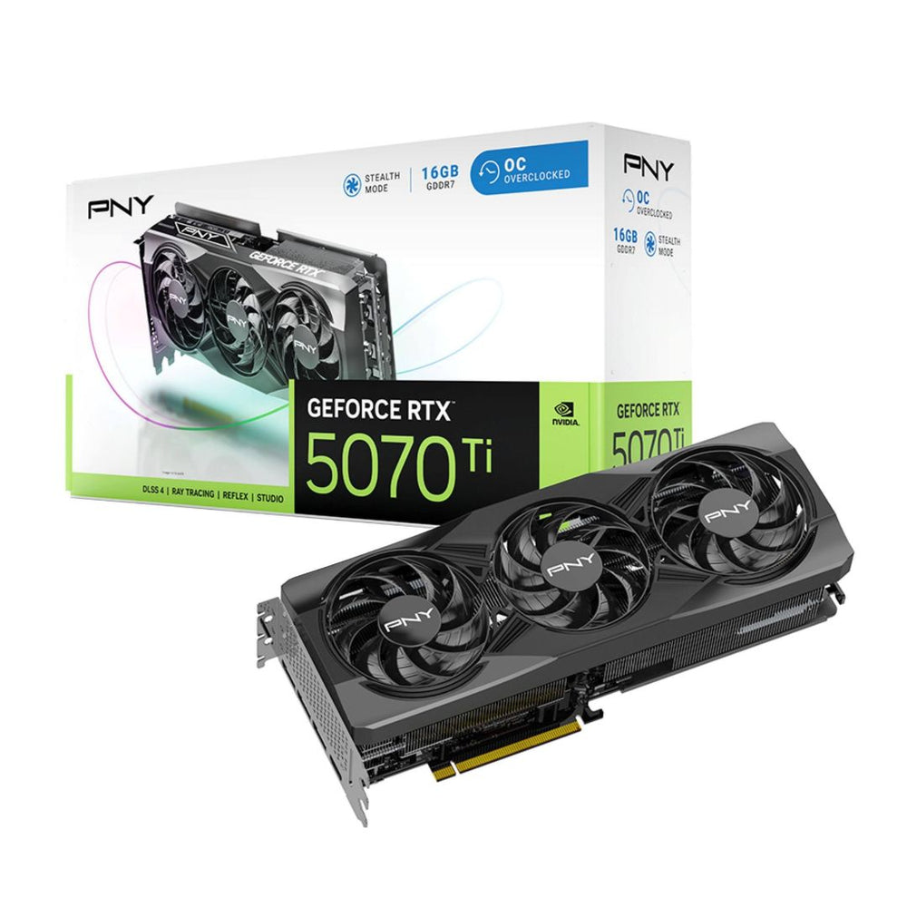 PNY GEFORCE RTX 5070 TI 16GB GDDR7 OC TRIPLE FAN GRAPHICS CARD | VCG5070T16TFXPB1-O