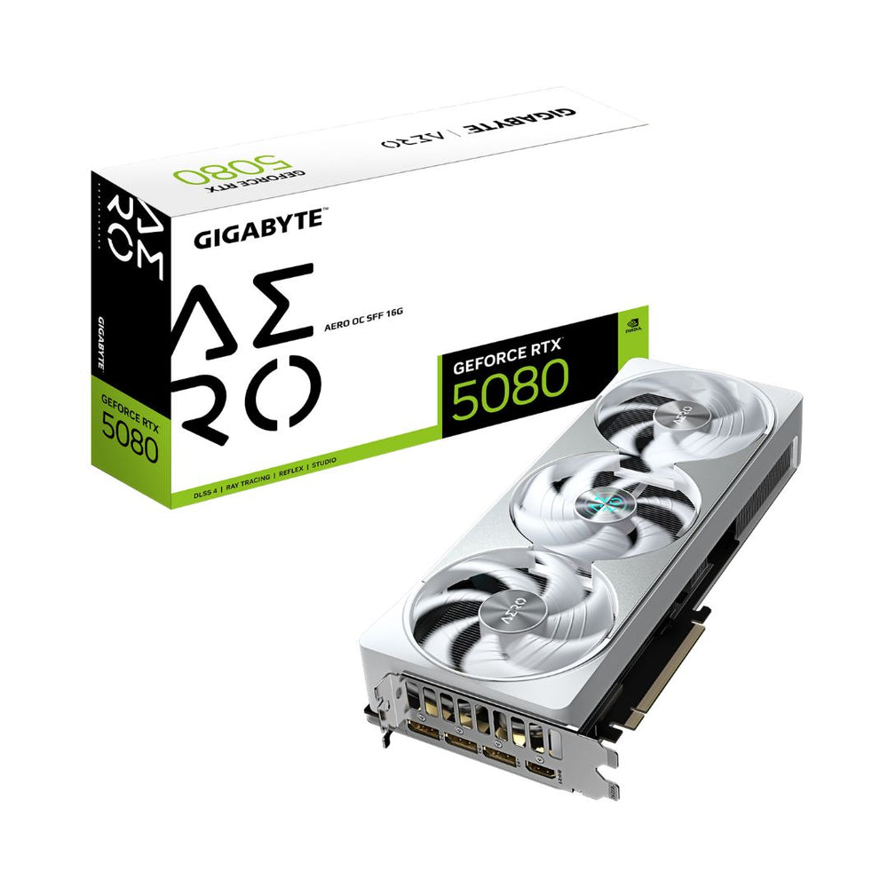 GIGABYTE RTX 5080 AERO OC SFF 16GB GDDR7 WHITE EDITION GRAPHIC CARD | GV-GN5080AEROOC-16GD