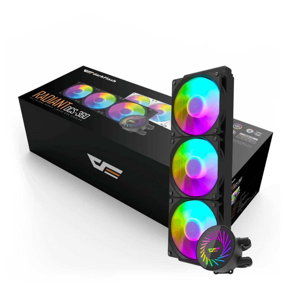 DarkFlash Radiant DCS360 ARGB 360mm Liquid CPU Cooler – Black
