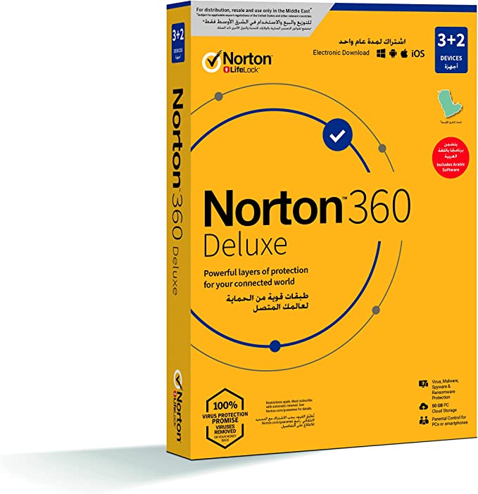NORTON 360 DELUXE 1USER 5 DEVICE - 21405129